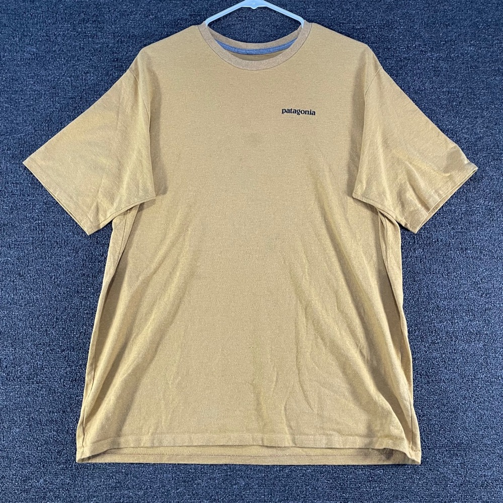 Patagonia Responsibili-Tee Mens Large Gold Good P-6 Logo Short Sleeve T-Shirt